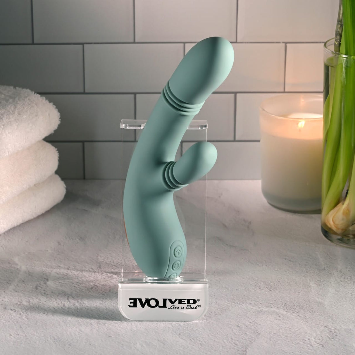 Evolved - Rub Me Tender Rechargeable Rabbit Vibrator (Green) EV1220 CherryAffairs