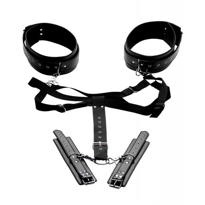 XR Brands - Master Series Acquire Thigh Harness with Wrist Cuffs (Black) XR1112 CherryAffairs