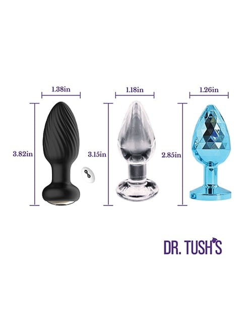 Dr. Tush's - Venture Glass, Metal & Vibrating Anal Plug Set (Multi Colour) DT1006 CherryAffairs