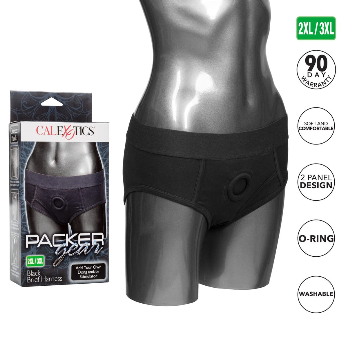 CalExotics - Packer Gear Brief Strap-On Harness 2XL/3XL (Black) CE2163 CherryAffairs