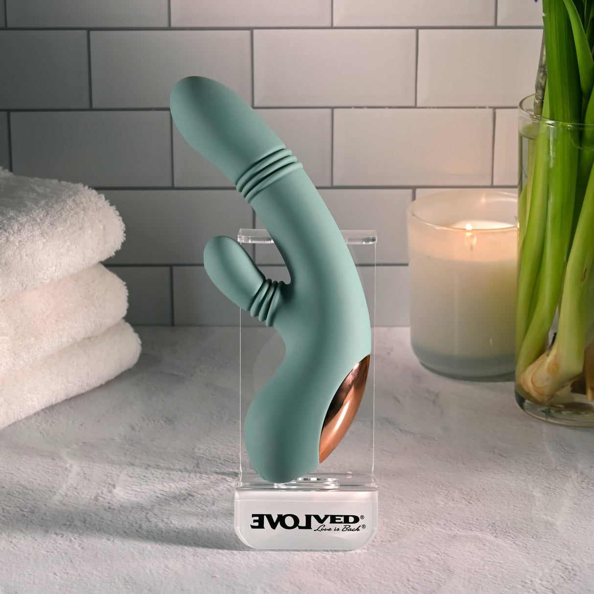 Evolved - Rub Me Tender Rechargeable Rabbit Vibrator (Green) EV1220 CherryAffairs