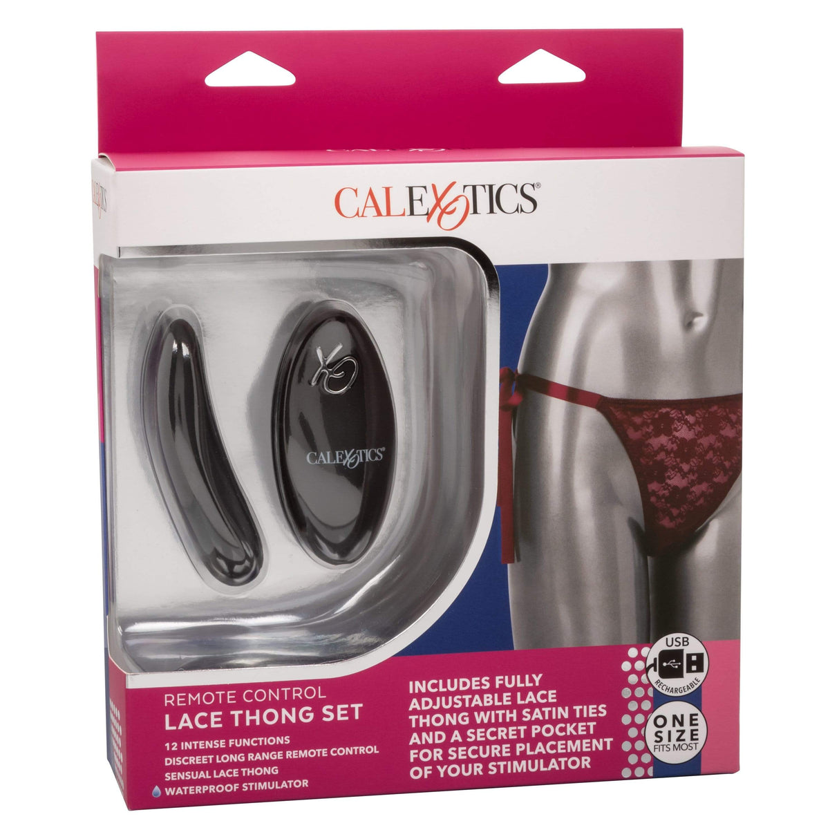 California Exotics - Remote Control Vibrating Lace Thong Set O/S Red 716770099211 Panties Massager Remote Control (Vibration) Rechargeable