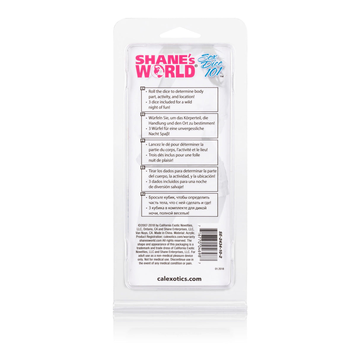 California Exotics - Shane's World Sex Dice 101 (Multi Colour) CE1405 CherryAffairs