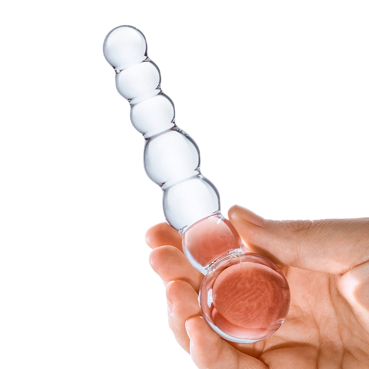 Glas - Curved Glass Beaded Hand Blown Glass Dildo 5" (Clear) Glass Dildo (Non Vibration)