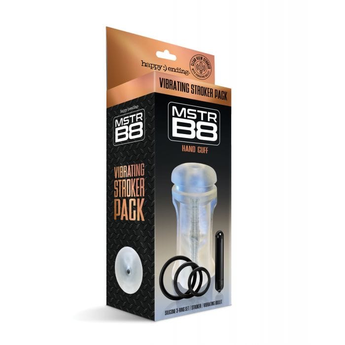 Happy Ending - MSTR B8 Hand Cuff Vibrating Stroker Masturbator Pack Kit of 5 (Clear) Masturbator Soft Stroker (Vibration) Non Rechargeable