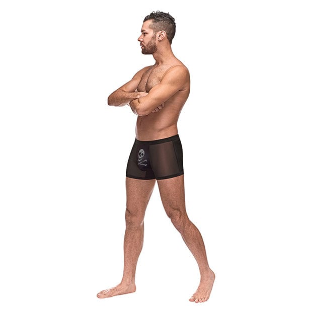 Male Power - Private Screening Micro Mesh and Modal Skull Pouch Short Underwear S (Black) Gay Pride Underwear