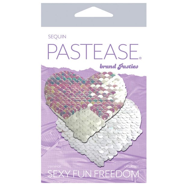 Pastease - Premium Color Changing Flip Sequins Heart Pasties Nipple Covers O/S (Pearl/White) Nipple Covers