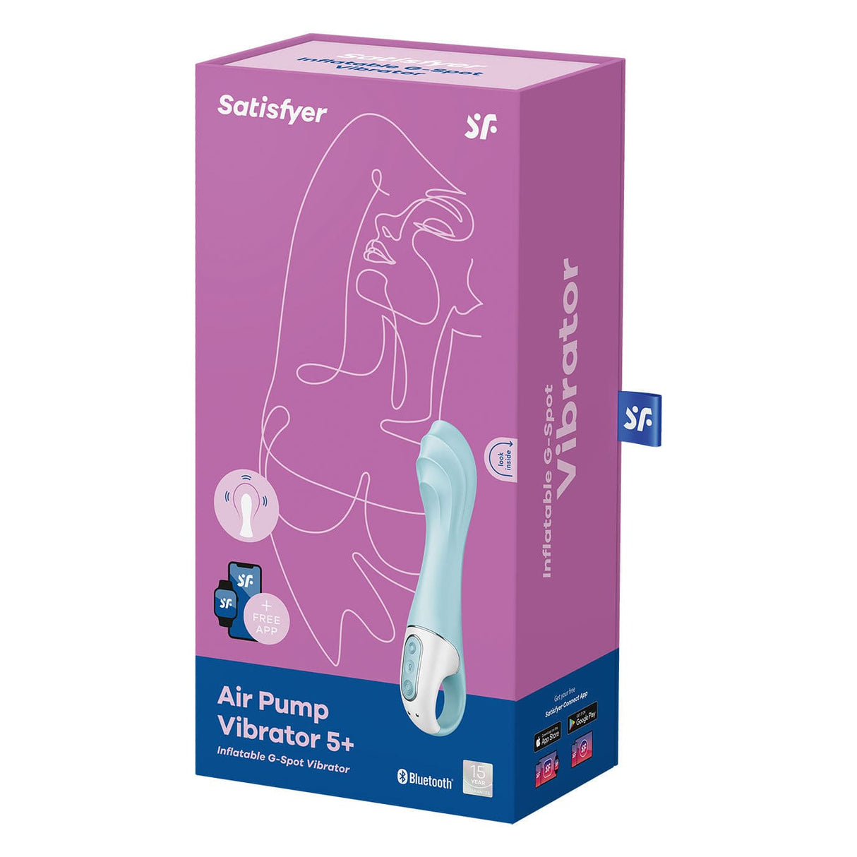 Satisfyer - Air Pump App-Controlled G Spot Vibrator 5 (Blue) G Spot Dildo (Vibration) Rechargeable