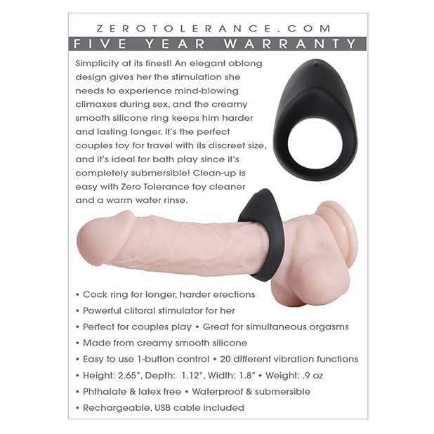 Zero Tolerance - Night Rider Vibrating Cock Ring (Black) Silicone Cock Ring (Vibration) Rechargeable