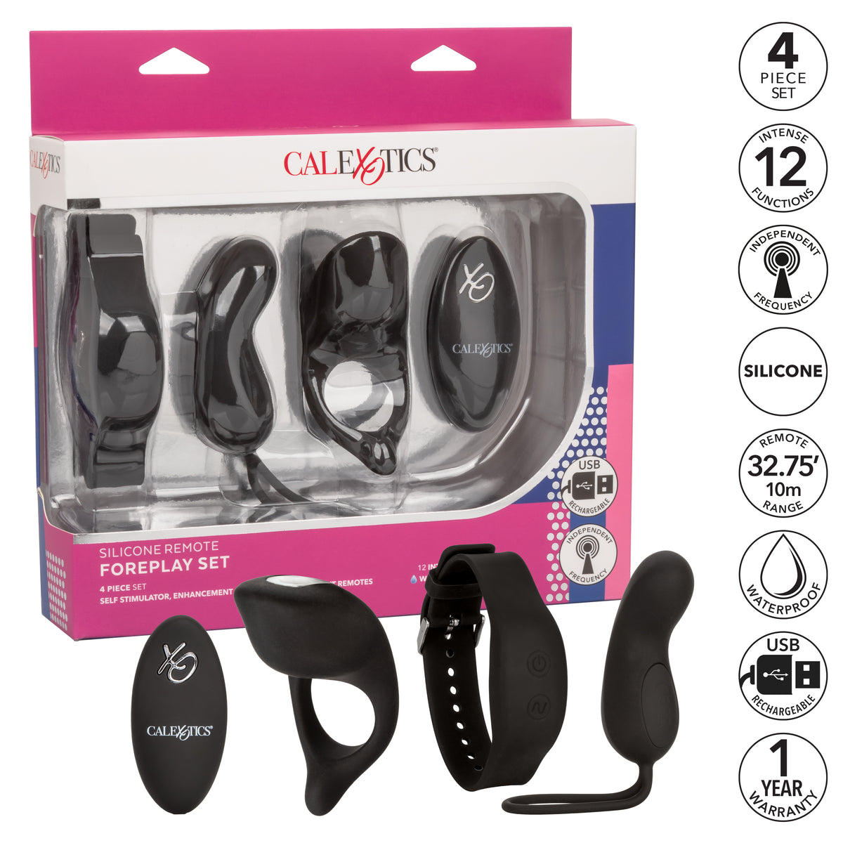 CalExotics - Remote-Control Rechargeable Couples Vibrator Set (Black) - Black