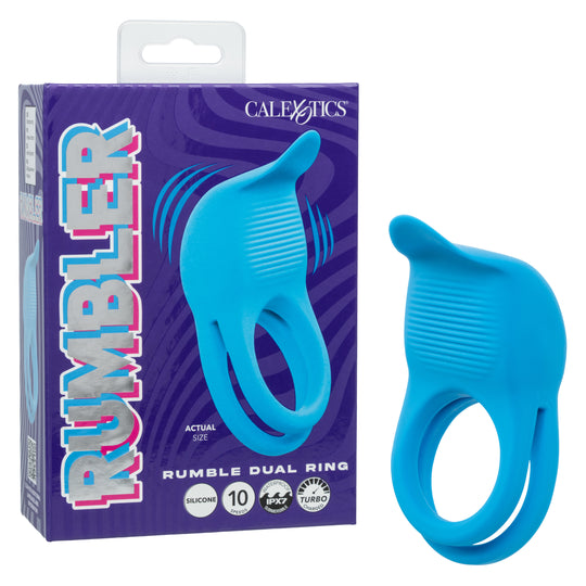 CalExotics - Cincin Zakar Bergetar Dwi-Cincin Rumbler (Biru)