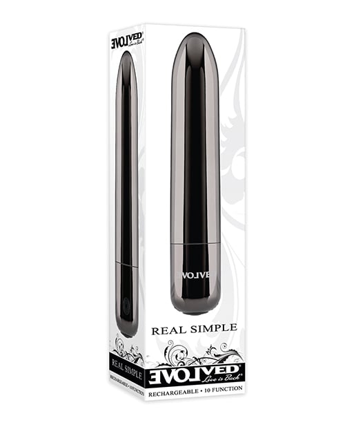 Evolved - Penggetar Peluru Boleh Dicas Semula Real Simple (Krom Hitam)