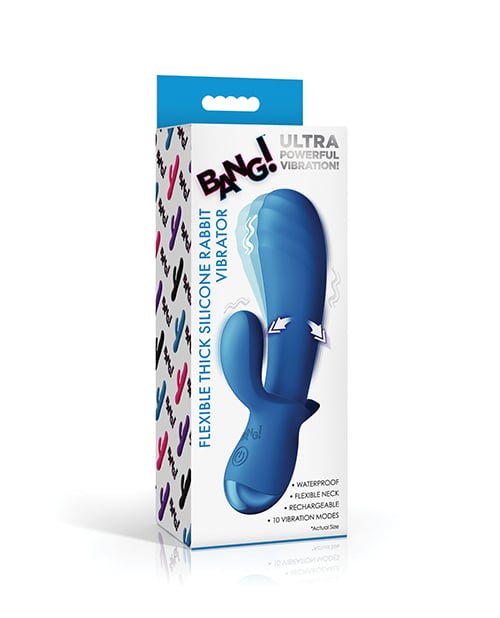 XR Brands - Penggetar Arnab Silikon Tebal Bang! BG (Biru)