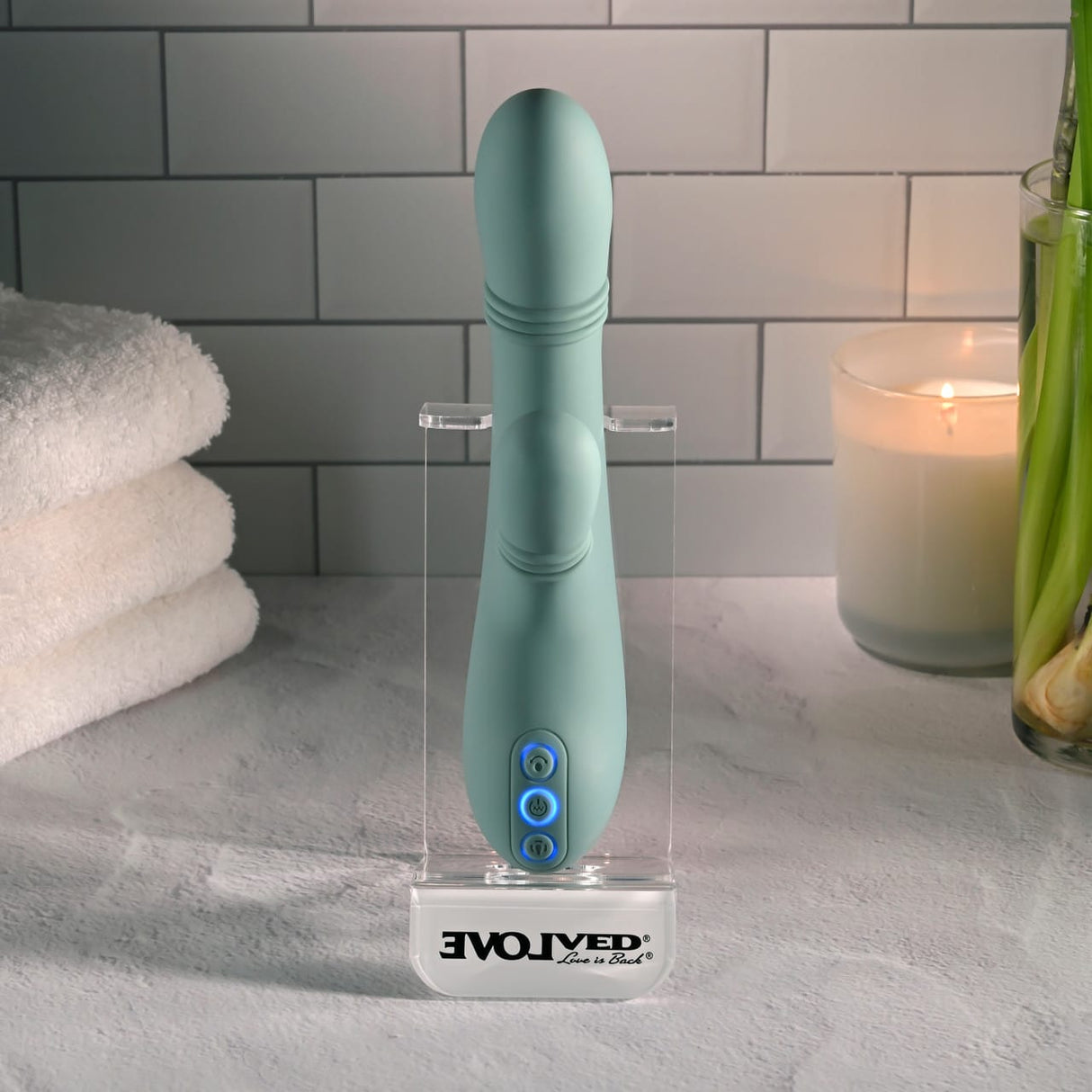 Evolved - Rub Me Tender Rechargeable Rabbit Vibrator (Green) EV1220 CherryAffairs