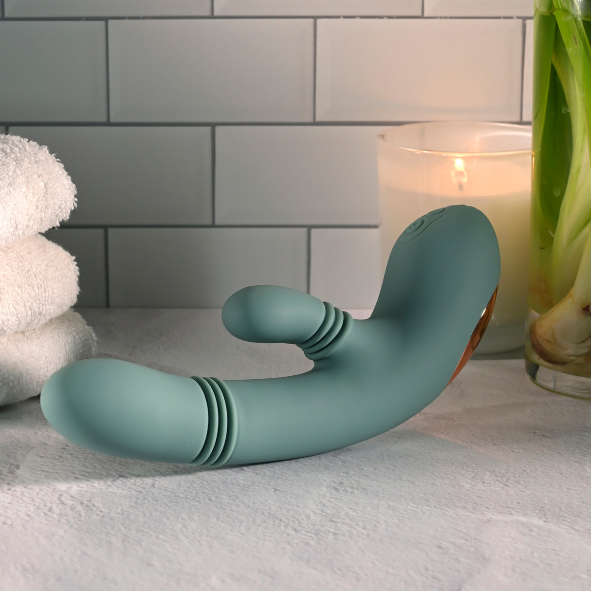 Evolved - Rub Me Tender Rechargeable Rabbit Vibrator (Green) EV1220 CherryAffairs