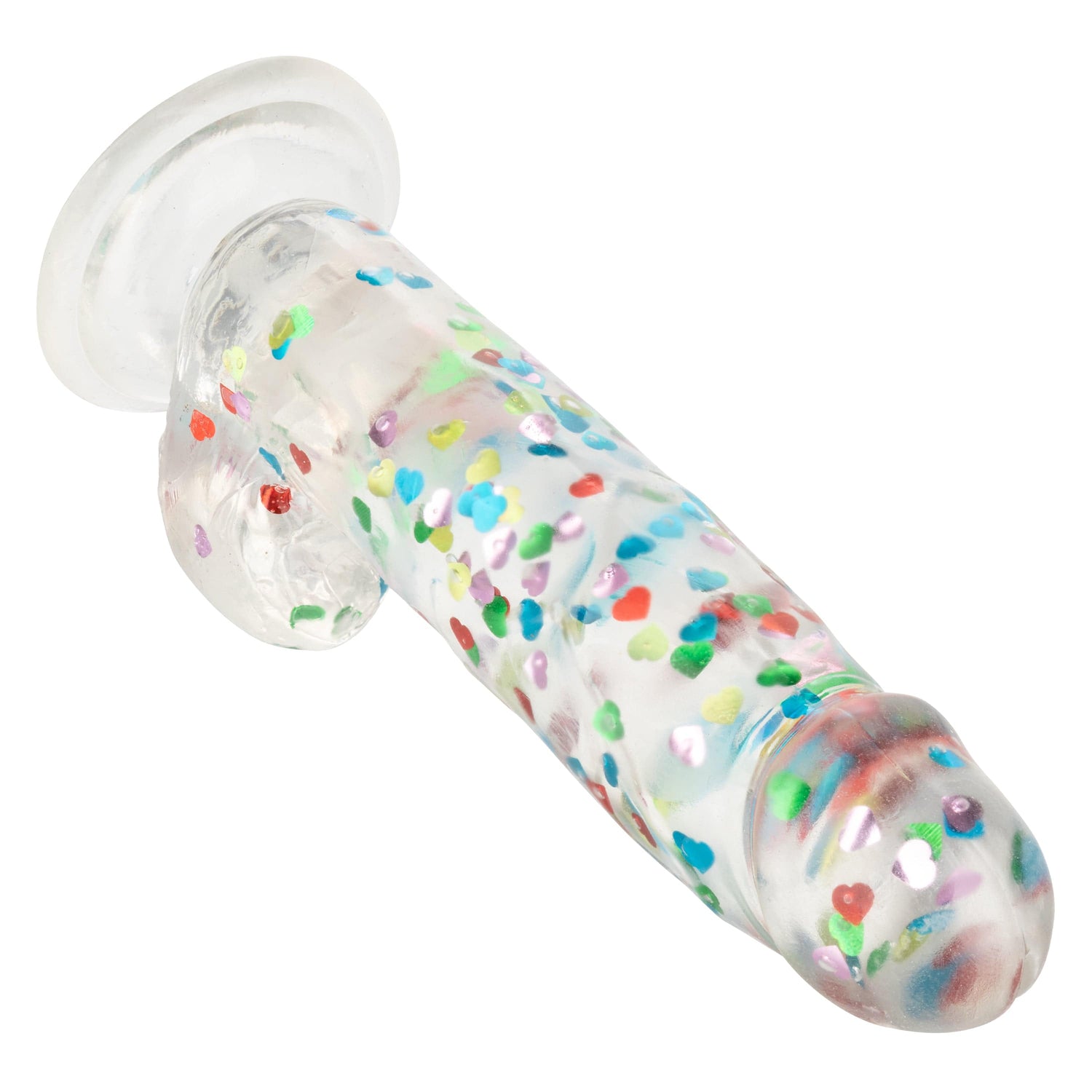 California Exotics - Naughty Bits I Love Dick Heart filled Dong Realistic Dildo with Balls 8" (Clear) CE1968 CherryAffairs