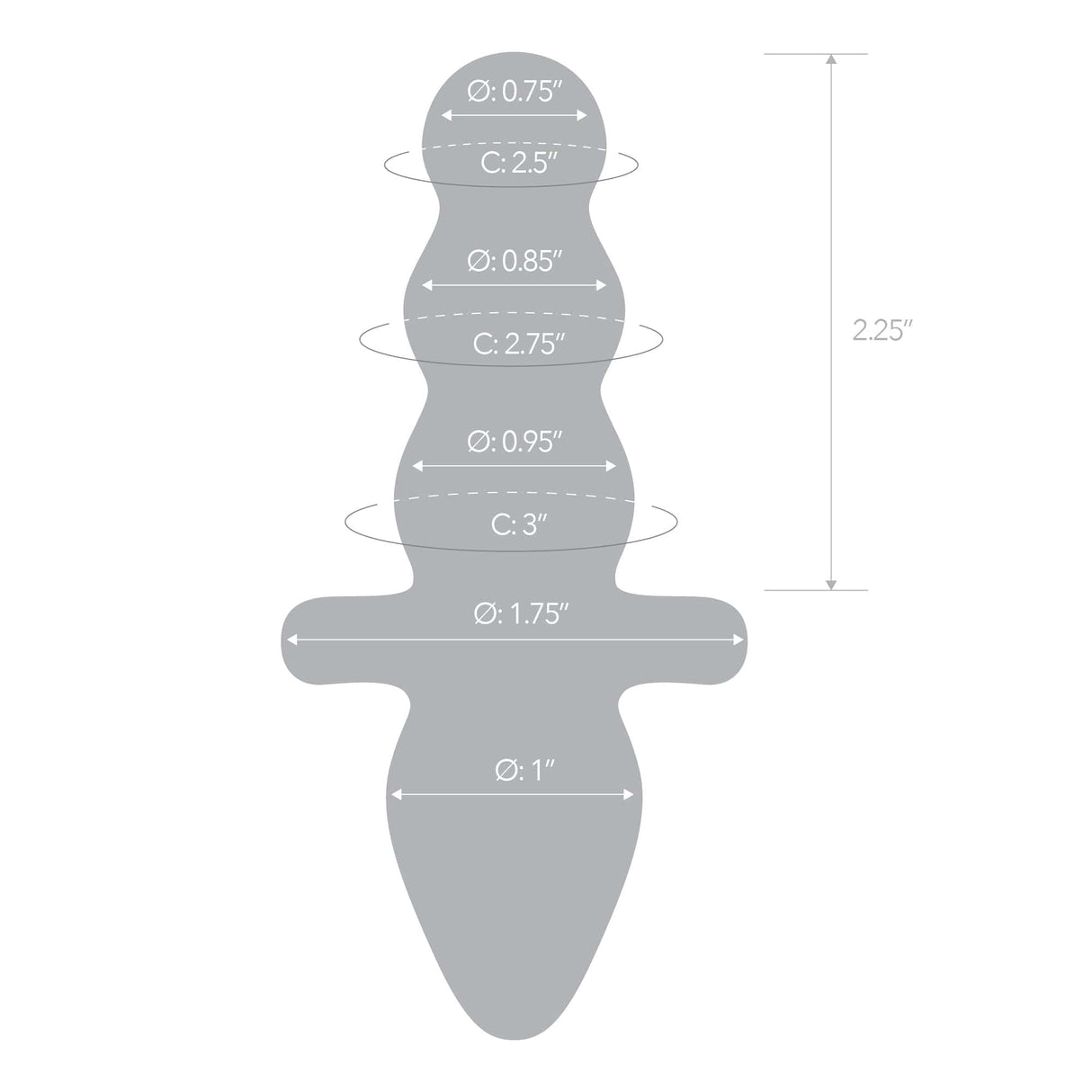 Glas - Titus Beaded Glass Butt Plug 4.5" (Clear) - CherryAffairs.sg